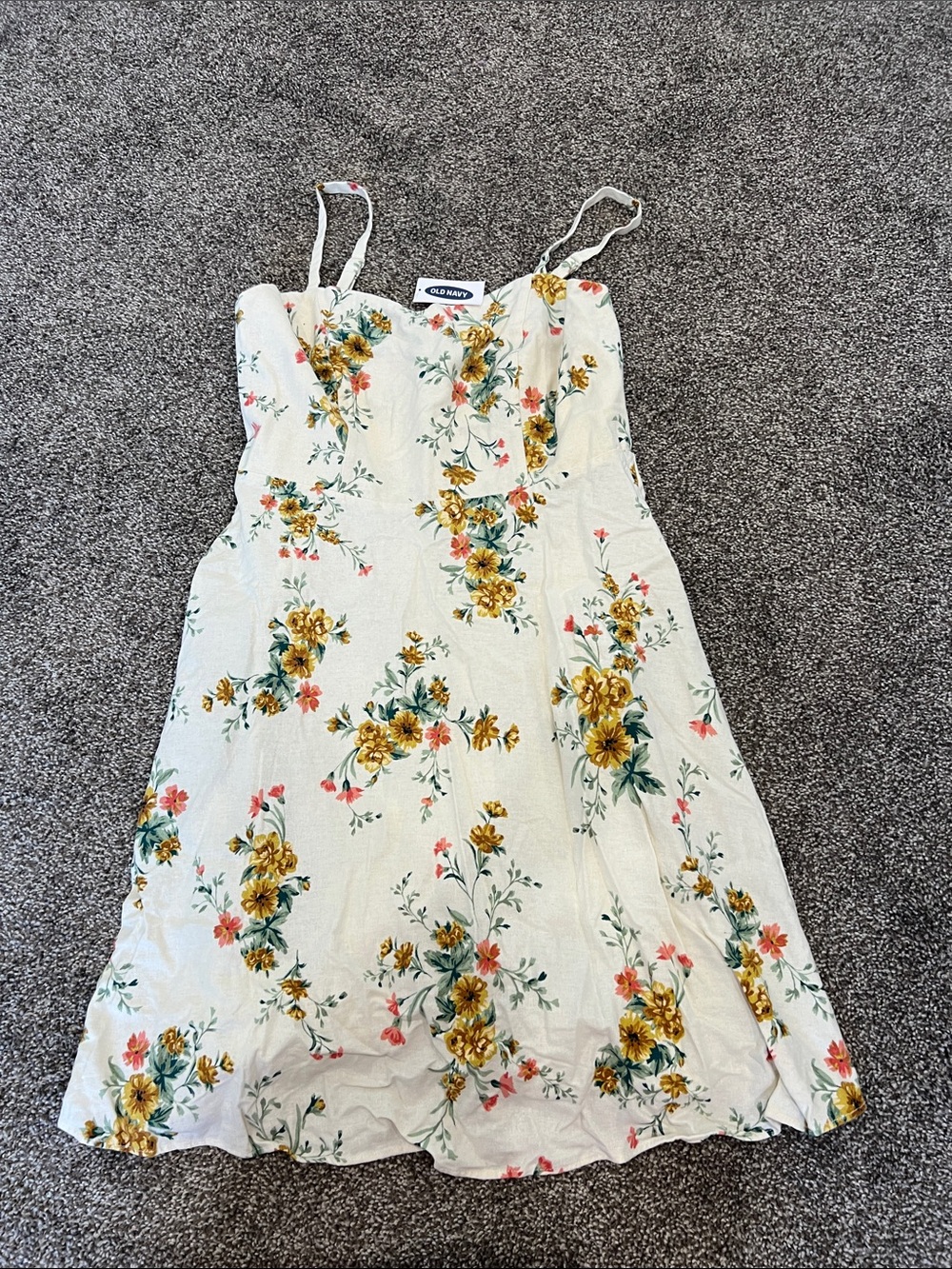 Old Navy White Mini Dress with Yellow & Pink Floral Print